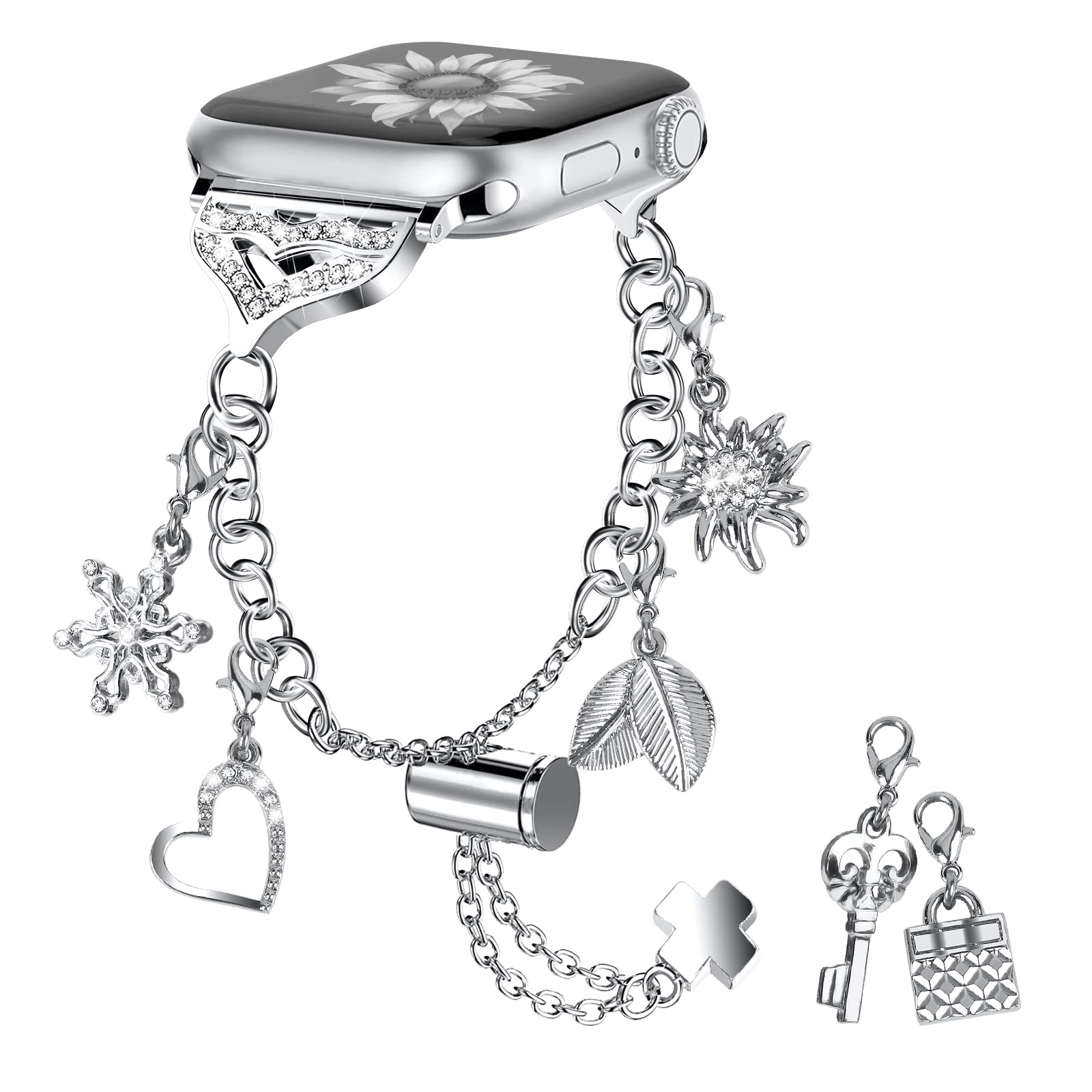 Youthrun Bling Band Compatible With Apple Watch 40Mm 41Mm 38Mm, Metal Jewelry Watch Strap For Series Se 8 7 6 5 4 3 2 1 Intercha